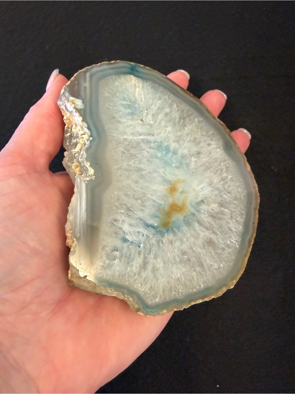 Natural Blue Agate Geode Slice from Brazil
